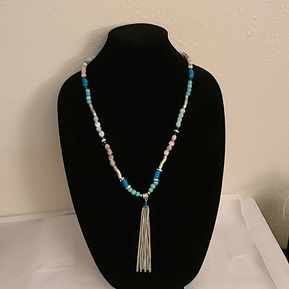 Showstopping Fringe Necklace! ✨ Beaded & Metallic Statement Piece - 26" Long